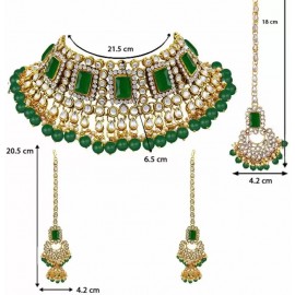 Brass Gold-plated Jewel Set  (Green)
